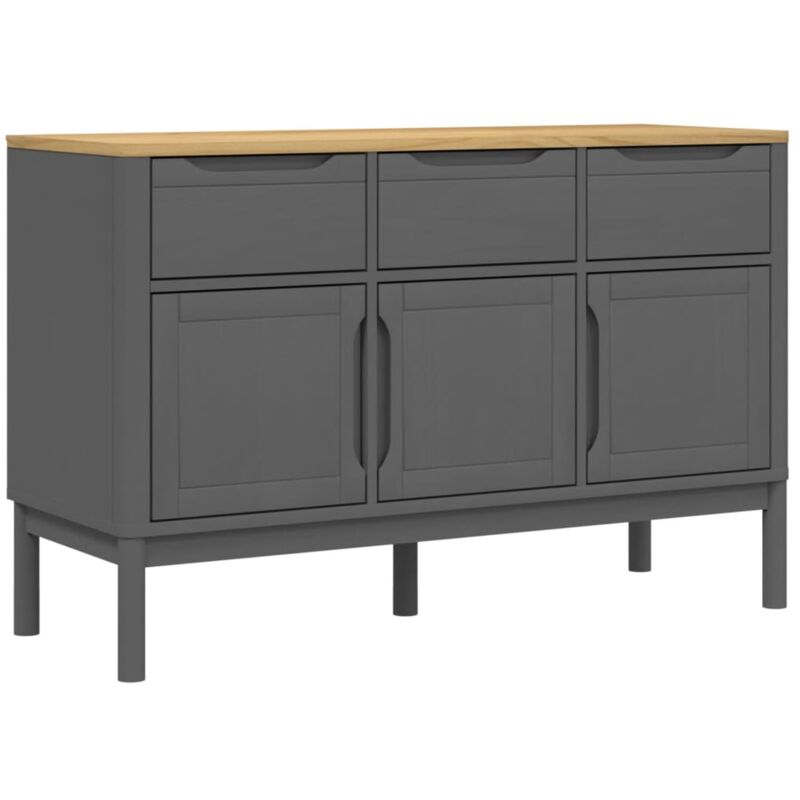 Vidaxl - Buffet floro gris 114x43x74 cm bois massif de pin