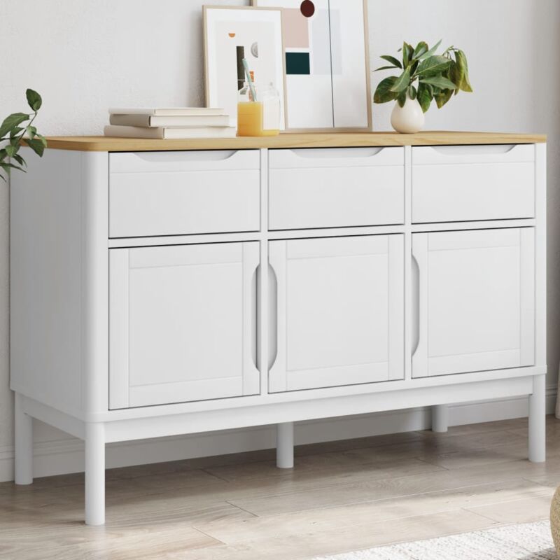Vidaxl - Buffet floro blanc 114x43x74 cm bois massif de pin