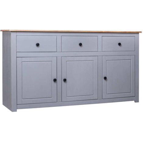 Buffet Grau 135x40x80 cm massivem Kiefernholz Assortiment Panama