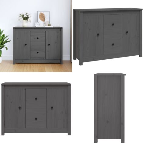 Buffet Gris 100x35x74 cm Bois massif de pin - Buffet - Meuble De Rangement - Commode - Mobilier - Bois Massif - Home & Living