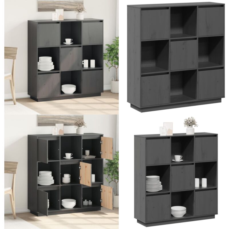 Vidaxl - Buffet Gris 110,5x35x117 cm Bois massif de pin - Buffet - Meuble De Rangement - Armoire - Placard - Bois Massif - Home & Living
