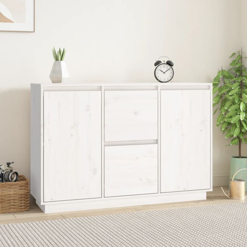Vidaxl - Buffet Blanc 111x34x75 cm Bois massif de pin