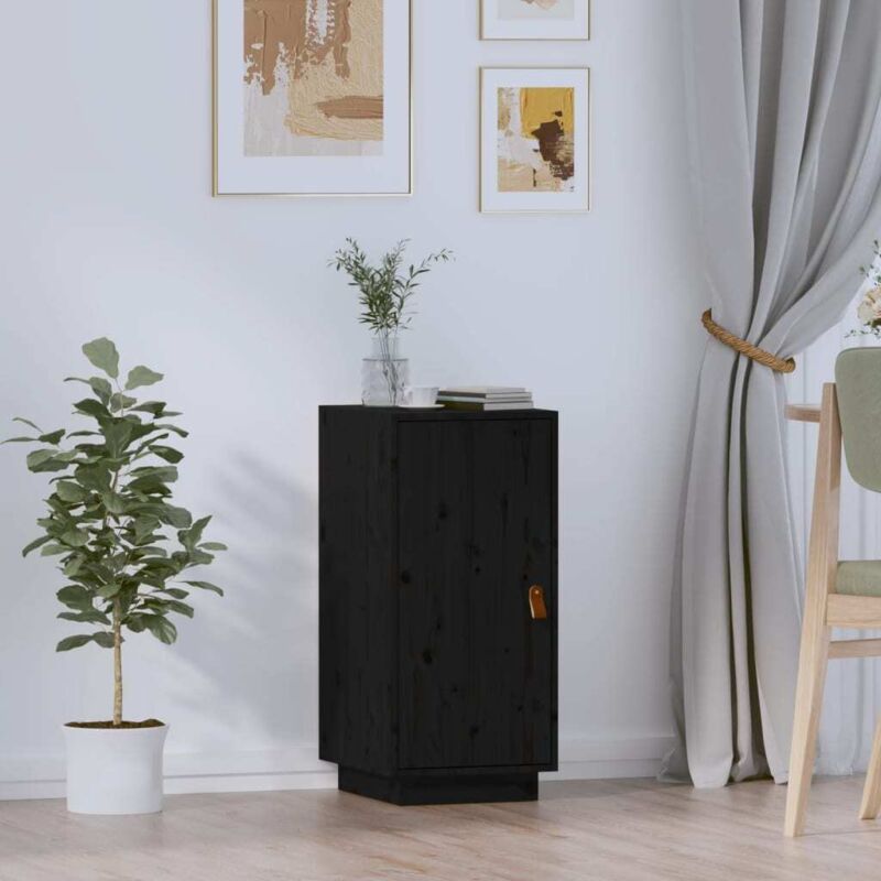 Vidaxl - Buffet Noir 34x40x75 cm Bois massif de pin
