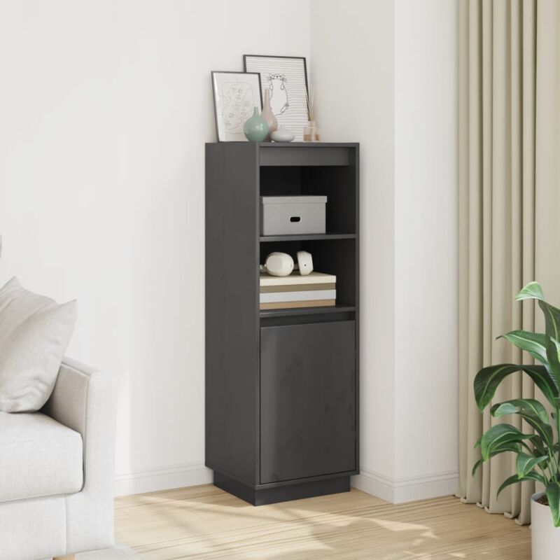 Vidaxl - Buffet haut Gris 37x34x110 cm Bois massif de pin