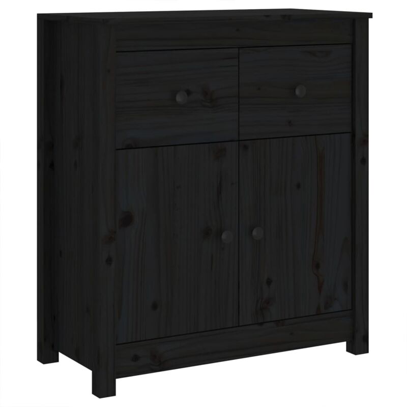 Vidaxl - Buffet noir 70x35x80 cm bois massif de pin