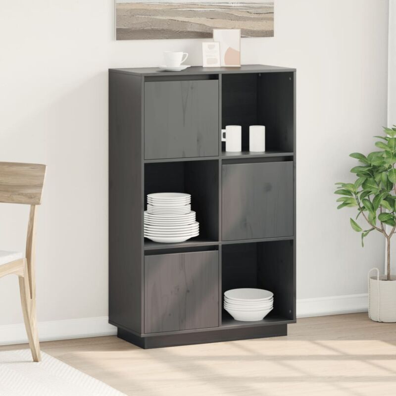 Vidaxl - Buffet Gris 74x35x117 cm Bois massif de pin