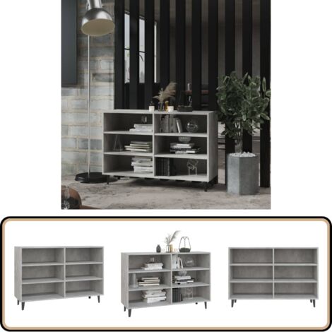 Buffet gris béton 103,5x35x70 cm bois d'ingénierie - Buffet Industriel - Meuble Rangement - Bibliothèque - Commode - Mobilier Salon