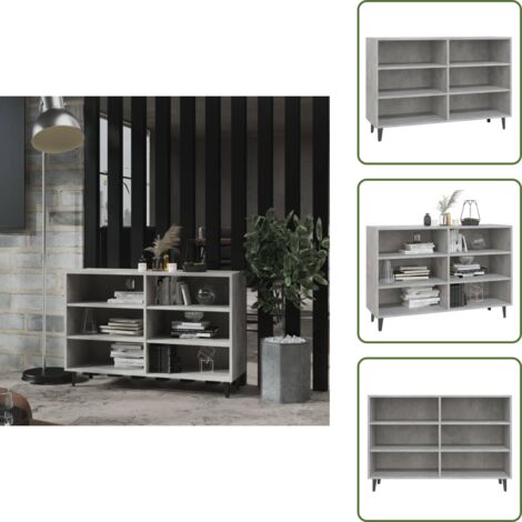 Buffet gris béton 103,5x35x70 cm bois d'ingénierie - Buffet Industriel - Meuble Rangement - Bibliothèque - Commode - Mobilier Salon