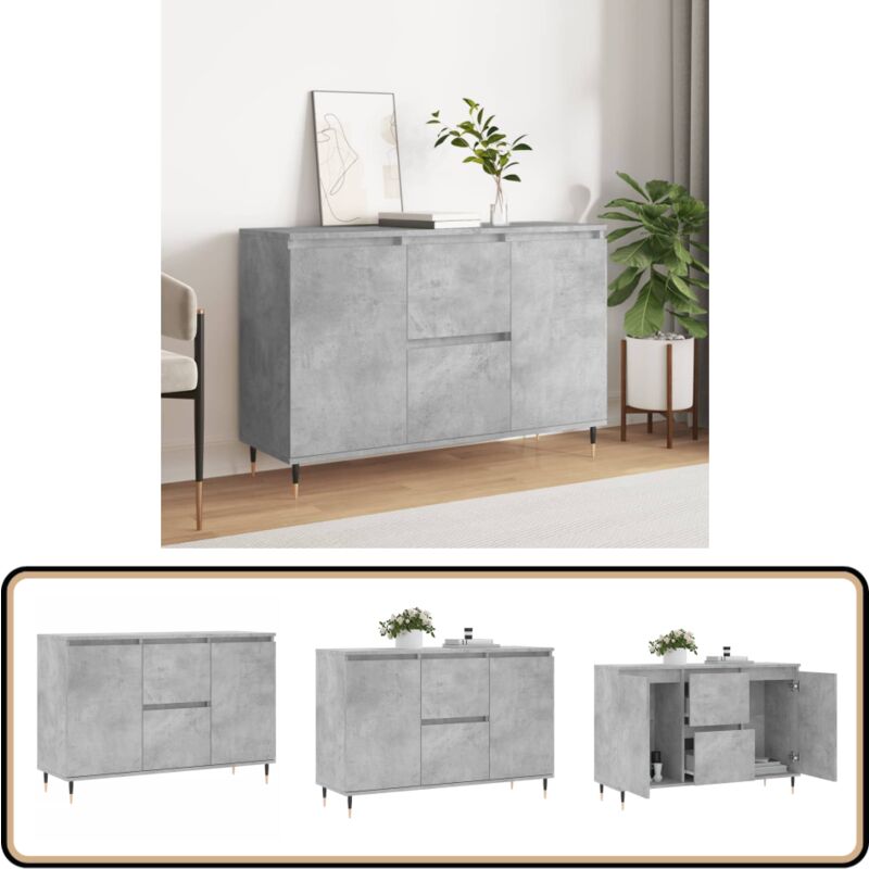Vidaxl - Buffet gris béton 104x35x70 cm bois d'ingénierie - Buffet Design Moderne - Buffet Rangement - Buffet Cuisine - Buffet Salon - Meuble Tv