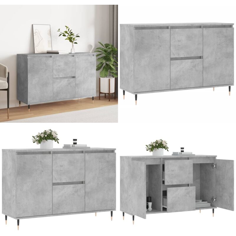 Vidaxl - Buffet gris béton 104x35x70 cm bois d'ingénierie - Buffet Design Moderne - Buffet Rangement - Buffet Cuisine - Buffet Salon - Meuble Tv