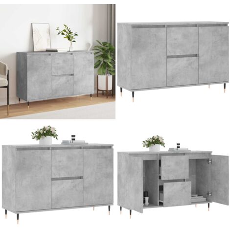 Buffet gris béton 104x35x70 cm bois d'ingénierie - Buffet Design Moderne - Buffet Rangement - Buffet Cuisine - Buffet Salon - Meuble Tv - Home & Living