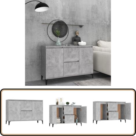 Buffet gris béton 104x35x70 cm bois d'ingénierie - Buffet Industriel - Meuble Rangement - Armoire Salon - Commode - Étagère Murale