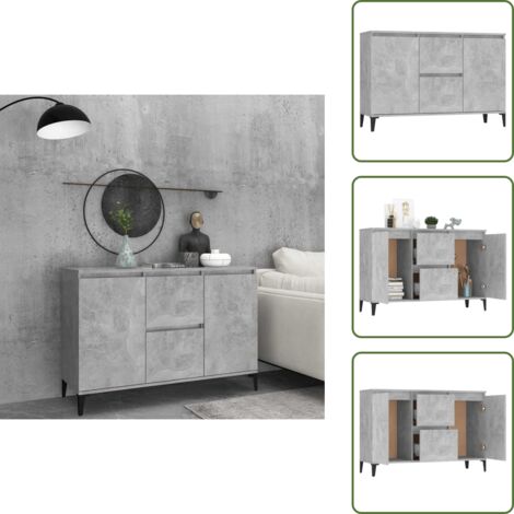 Buffet gris béton 104x35x70 cm bois d'ingénierie - Buffet Industriel - Meuble Rangement - Armoire Salon - Commode - Étagère Murale