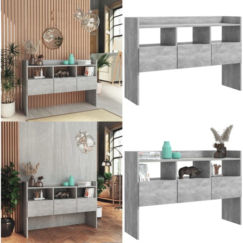 Buffet Gris béton 105x30x70 cm Bois d’ingénierie - Buffet Gris - Meuble Rangement - Commode - Mobilier Salon - Ameublement Intérieur - Home & Living