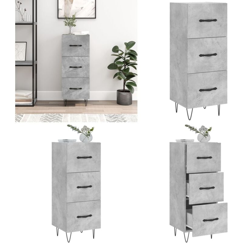 Vidaxl - Buffet Gris béton 34,5x34x90 cm Bois d'ingénierie - Buffet Design Moderne - Meuble Rangement Gris - Commode Tiroir - Mobilier Salon - Meuble