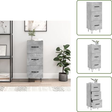 Buffet Gris béton 34,5x34x90 cm Bois d'ingénierie - Buffet Design Moderne - Meuble Rangement Gris - Commode Tiroir - Mobilier Salon - Meuble Entrée