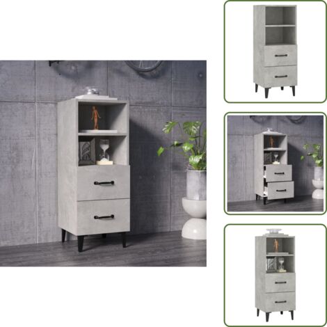Buffet Gris béton 34,5x34x90 cm Bois d'ingénierie - Buffet Gris - Buffet Moderne - Meuble Rangement - Armoire Cuisine - Commode
