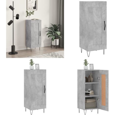 Buffet Gris béton 34,5x34x90 cm Bois d'ingénierie - Buffet Gris - Meuble Rangement - Armoire Cuisine - Commode - Mobilier Salon - Home & Living