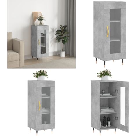Buffet Gris béton 34,5x34x90 cm Bois d'ingénierie - Buffet Gris - Meuble Rangement - Armoire Design - Mobilier Salon - Commode Moderne - Home & Living
