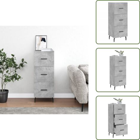 Buffet Gris béton 34,5x34x90 cm Bois d'ingénierie - Buffet Moderne - Meuble Rangement - Buffet Gris - Mobilier Salon - Commode Tiroir