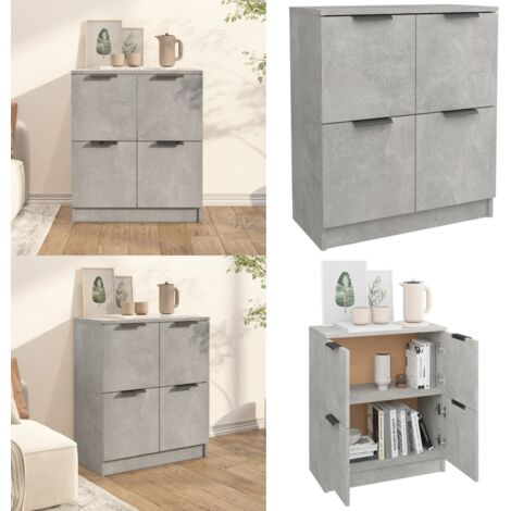 Buffet Gris béton 60x30x70 cm Bois d'ingénierie - Buffet Gris - Meuble De Rangement - Armoire - Commode - Mobilier Moderne - Home & Living