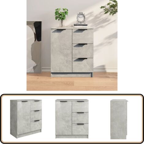 Buffet Gris béton 60x30x70 cm Bois d'ingénierie - Buffet Gris - Meuble Rangement - Commode - Buffet Design - Mobilier Salon