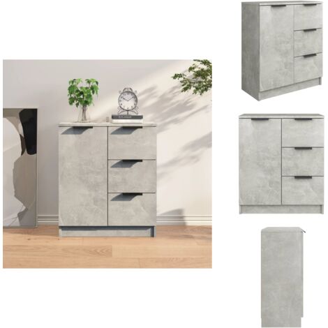 Buffet Gris béton 60x30x70 cm Bois d'ingénierie - Buffet Gris - Meuble Rangement - Commode - Buffet Design - Mobilier Salon