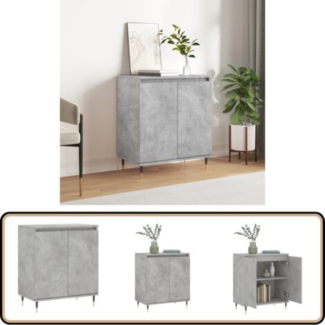 Buffet Gris béton 60x35x70 cm Bois d'ingénierie - Buffet Gris - Buffet Design - Meuble Rangement - Armoire Moderne - Mobilier Salon