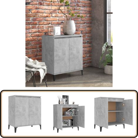 Buffet gris béton 60x35x70 cm bois d'ingénierie - Buffet Industriel - Meuble Rangement - Commode - Bibliothèque - Mobilier Salon