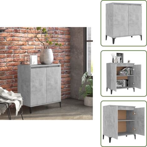 Buffet gris béton 60x35x70 cm bois d'ingénierie - Buffet Industriel - Meuble Rangement - Commode - Bibliothèque - Mobilier Salon