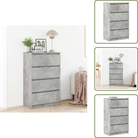Buffet Gris béton 60x35x98,5 cm Bois d'ingénierie - Buffet Design Moderne - Meuble Rangement Gris - Armoire Entrée - Commode Tiroir - Décoration Intérieur