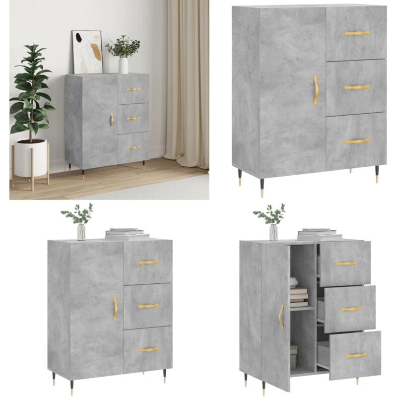 Vidaxl - Buffet gris béton 69,5x34x90 cm bois d'ingénierie - Buffet Design Classique - Meuble Rangement - Commode Moderne - Mobilier Salon - Table