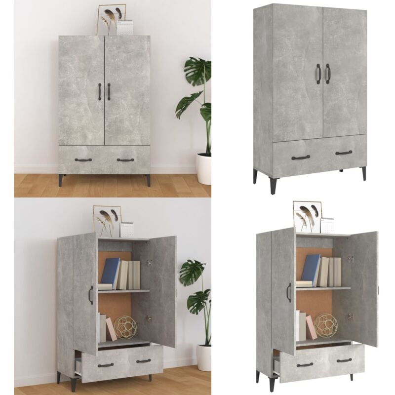 Vidaxl - Buffet haut Gris béton 70x31x115 cm Bois d'ingénierie - Buffet - Meuble De Rangement - Commode - Armoire - Mobilier Gris - Home & Living