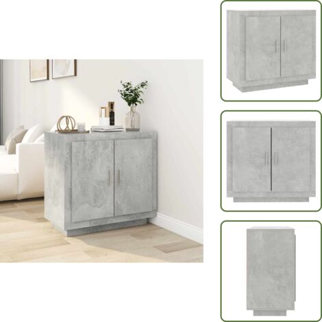 Buffet Gris béton 80x40x75 cm Bois d'ingénierie - Buffet Gris - Meuble Rangement - Commode - Bibliothèque - Décoration Intérieur