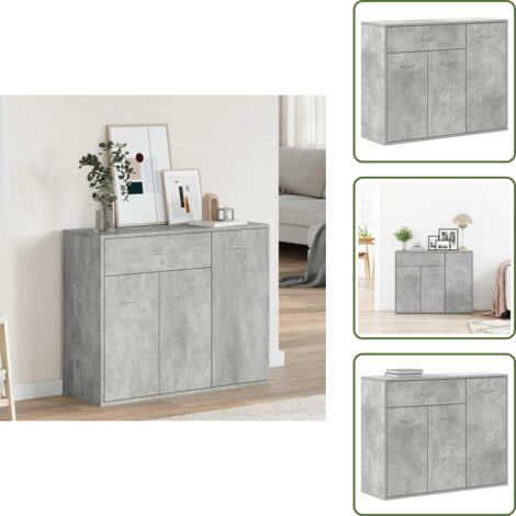 Buffet Gris béton 88x30x70 cm Bois d'ingénierie - Buffet Gris - Meuble Rangement - Armoire Entrée - Commode Moderne - Mobilier Salon