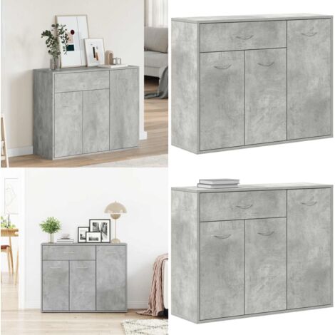 Buffet Gris béton 88x30x70 cm Bois d'ingénierie - Buffet Gris - Meuble Rangement - Armoire Entrée - Commode Moderne - Mobilier Salon - Home & Living