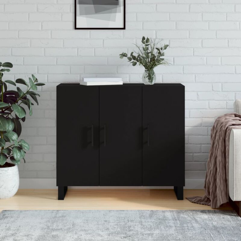 Vidaxl - Buffet noir 90x34x80 cm bois d'ingénierie