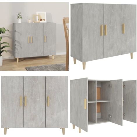 Buffet gris béton 90x34x80 cm bois d'ingénierie - Buffet - Meuble De Rangement - Commode - Mobilier - Décoration Intérieure - Home & Living