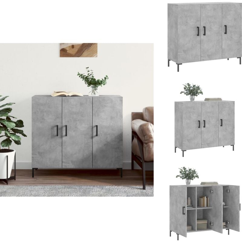 Vidaxl - Buffet gris béton 90x34x80 cm bois d'ingénierie - Buffet Moderne - Buffet Design - Armoire Rangements - Meuble Rangement - Mobilier Salon