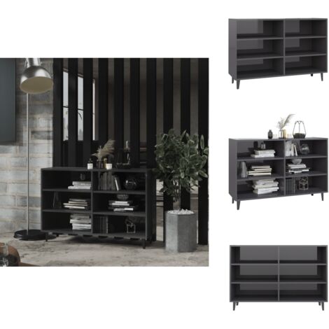 Buffet gris brillant 103,5x35x70 cm bois d'ingénierie - Buffet Industriel - Meuble Rangement - Bibliothèque - Commode - Mobilier Salon