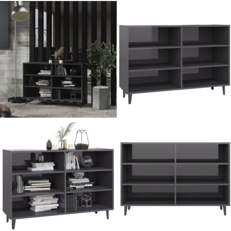 Buffet gris brillant 103,5x35x70 cm bois d'ingénierie - Buffet Industriel - Meuble Rangement - Bibliothèque - Commode - Mobilier Salon - Home & Living