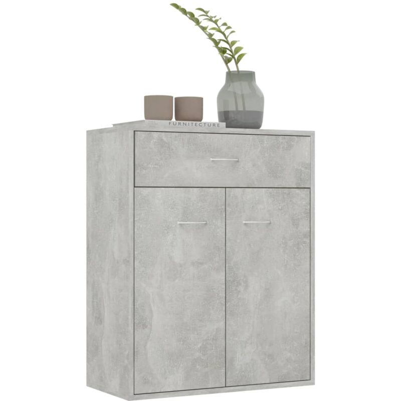 Lexlife - Buffet Gris béton Meuble de rangement Aggloméré - 60 x 30 x 75 cm