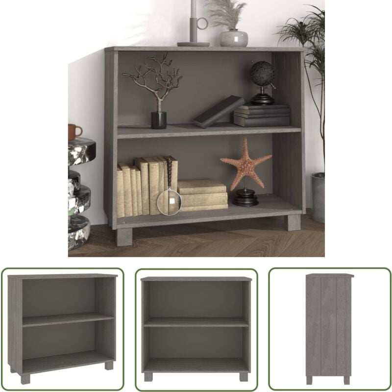 The Living Store Buffet hamar Gris clair 85x35x80 cm Bois massif de pin - Buffet - Meuble De Rangement - Armoire - Commode - Bois Massif