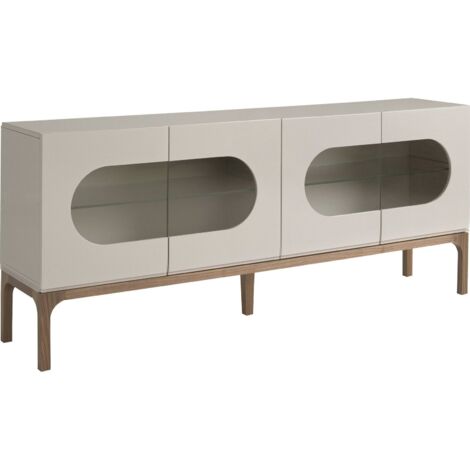 Buffet gris éclairage LED Angel Cerda 180cm - Gris cendré avec nuances noyer