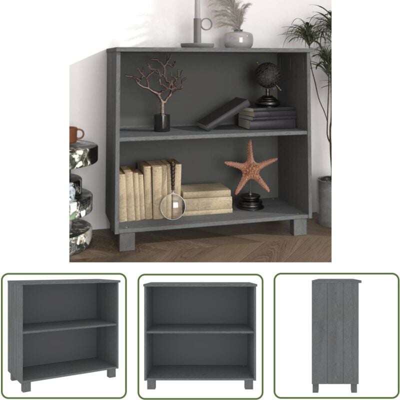 The Living Store Buffet hamar Gris foncé 85x35x80 cm Bois massif de pin - Buffet - Meuble De Rangement - Armoire - Commode - Bois Massif