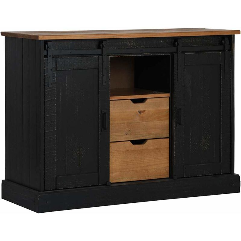 Vidaxl - Buffet halden 2 portes coulissantes noir 112x40x80 cm