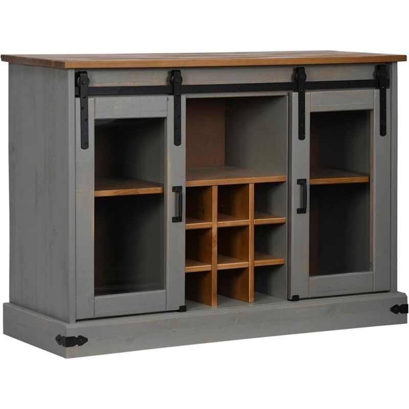 Vidaxl - Buffet halden 2 portes coulissantes gris 112x40x80 cm