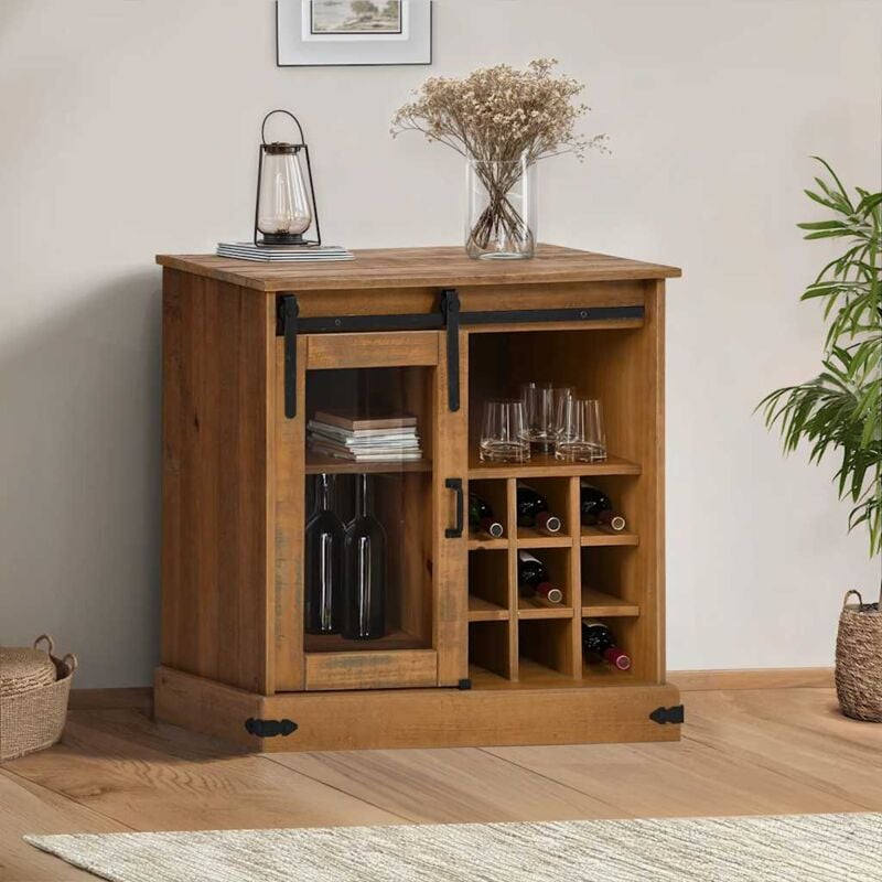 Vidaxl - Buffet halden avec porte coulissante 80x40x80 cm bois massif