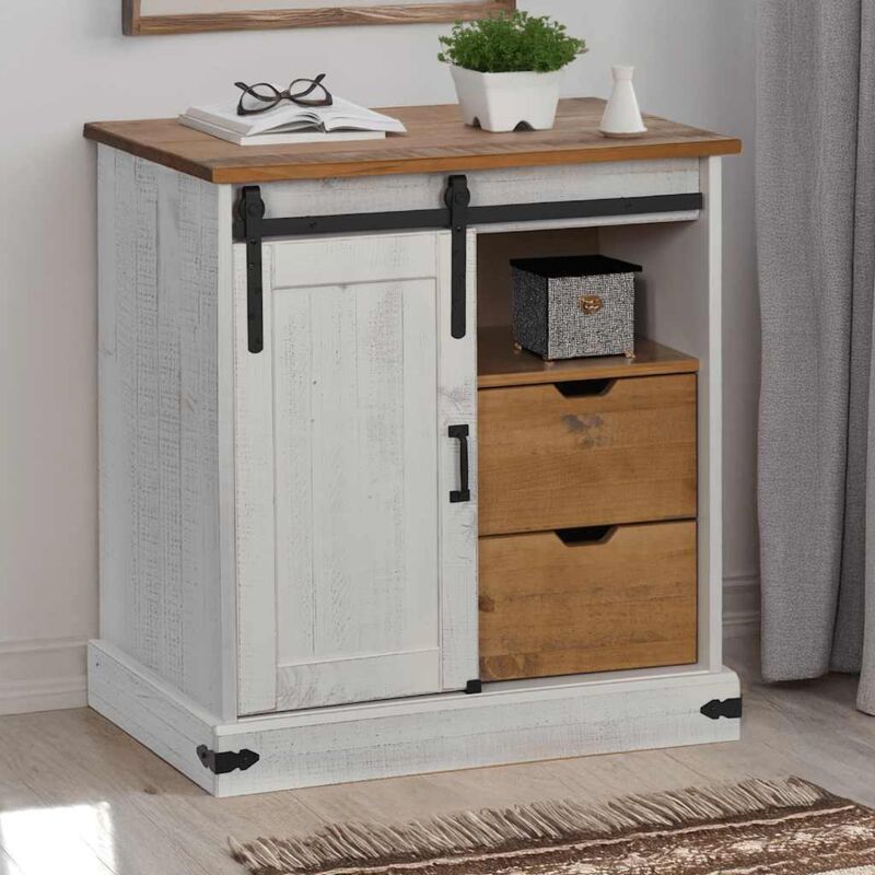 Vidaxl - Buffet halden porte coulissante blanc 80x40x80 cm bois massif