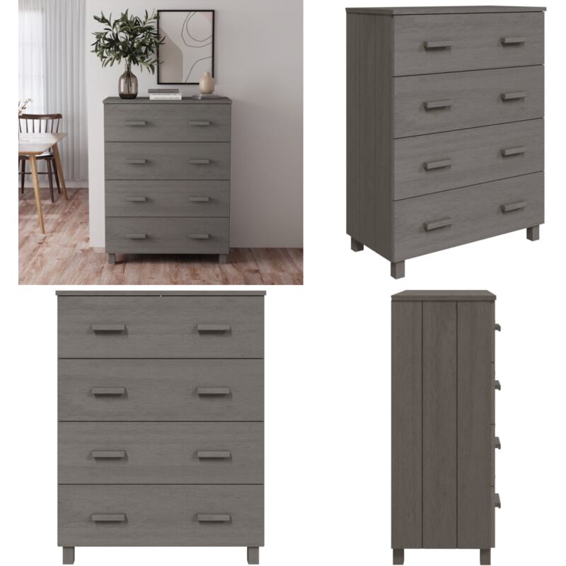 Buffet HAMAR Gris clair 79x40x103,5 cm Bois massif de pin - Buffet Design - Buffet En Bois - Buffet Gris - Meuble Rangement - Commode Tiroir - Home &